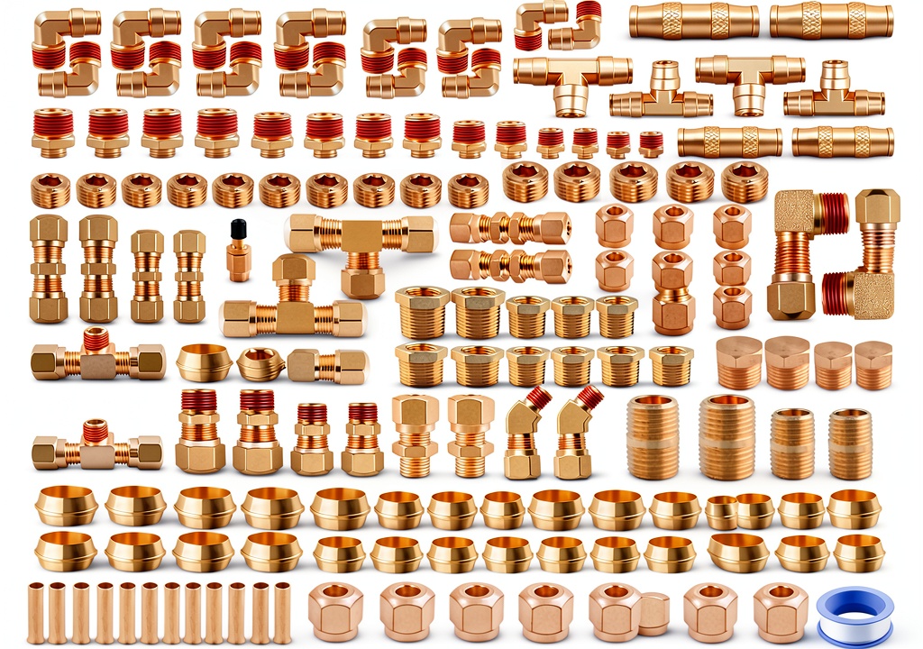 ANRIWT brass air fittings kit components laid out on a workbench