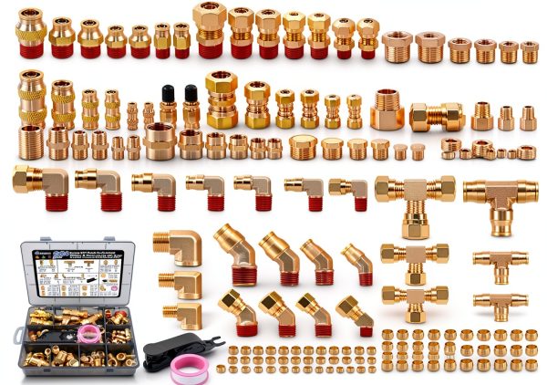 Brass Fittings Ailbiuko 200pcs with DOT Push‑Connect and Compression-0