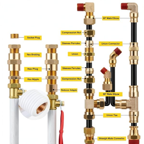 Brass Fittings Ailbiuko 200pcs with DOT Push‑Connect and Compression-5