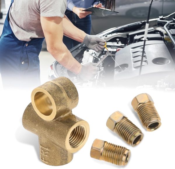 Femory Brass Brake Tee 3/16 Inch Yellow Inverted Adapter FR1-4