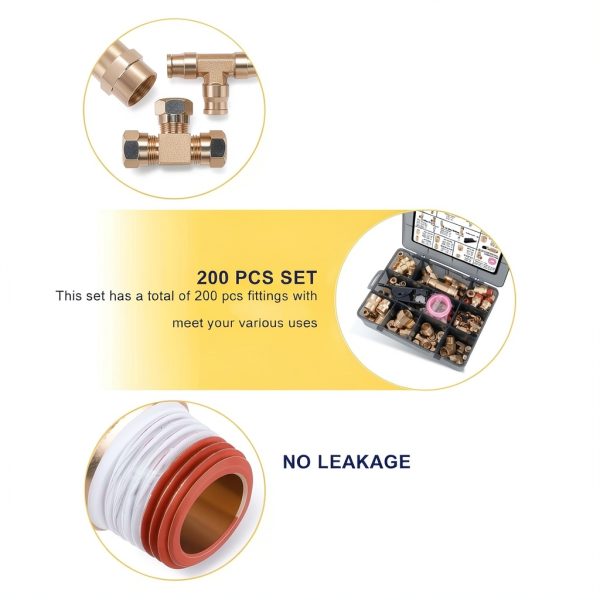 Brass Fittings Ailbiuko 200pcs with DOT Push‑Connect and Compression-3