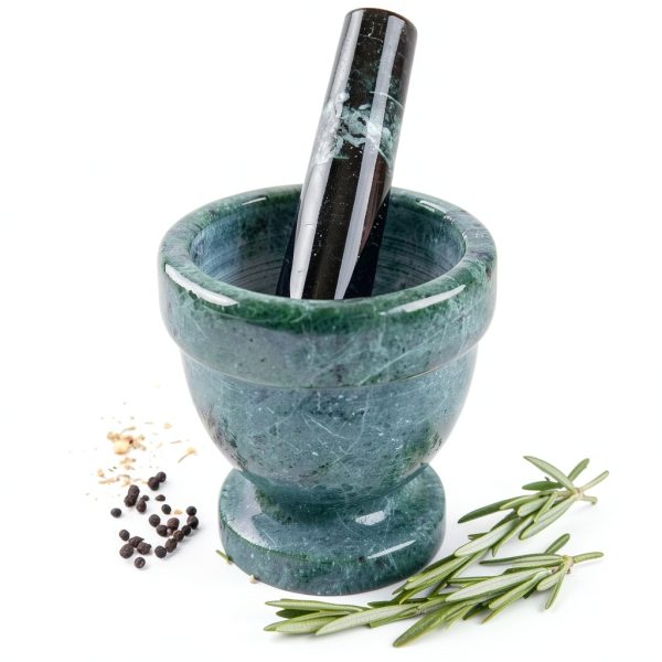 Fox Run Marble Mortar and Pestle Green 4 inch Spice Grinder-1