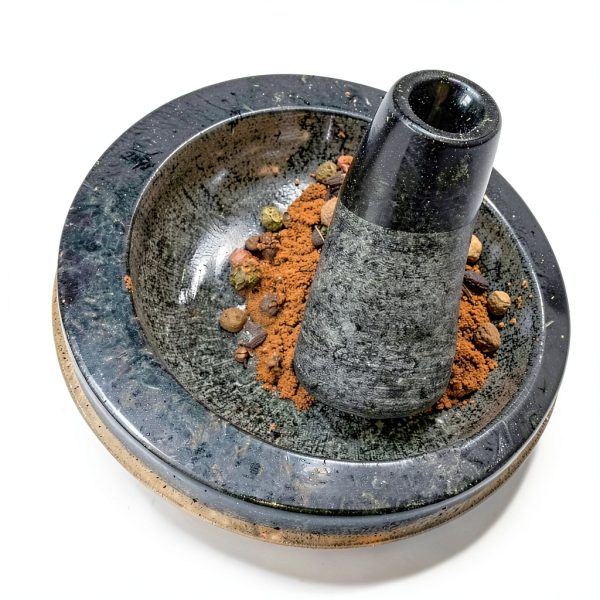 Mortar and Pestle Set Large 2 Cup - Heavy-Duty Stone Grinder for Spices & Herbs - Durable Granite Molcajete - Guacamole Bowl with Non-Slip Wooden Base - Effortless Grinding & Easy to Clean-2