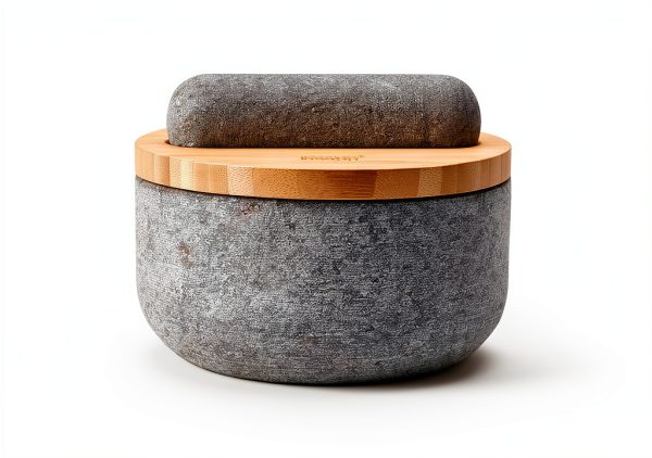 Pestle & Mortar Set by Joseph Joseph Gray Granite with Bamboo Lid-2