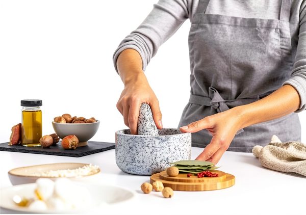Pestle & Mortar Set by Joseph Joseph Gray Granite with Bamboo Lid-1