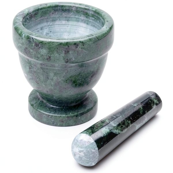 Fox Run Marble Mortar and Pestle Green 4 inch Spice Grinder-3