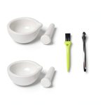 Ceramic Mortar and Pestle Set by Comebuywide 2.4in Bowls with Brush-0