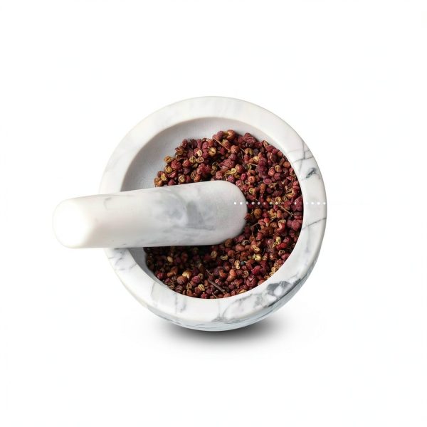 Aisiming Marble Mortar & Pestle Set Large White Gray with Silicone Pad-4