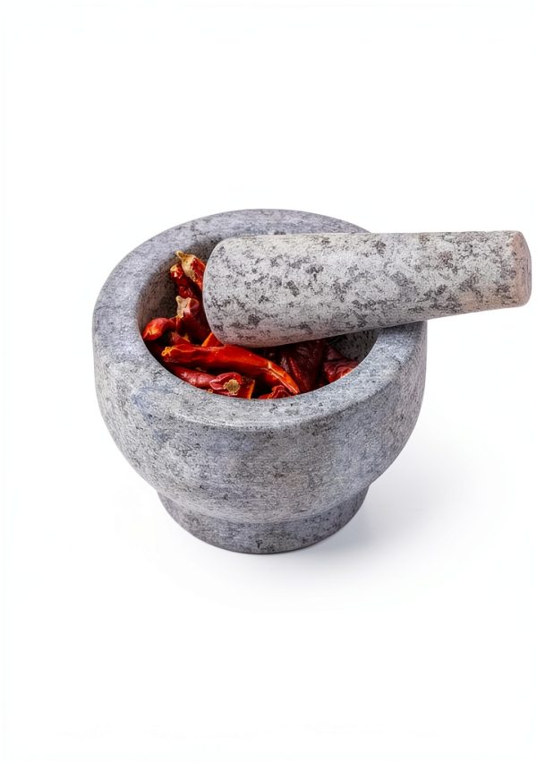 Mortar and Pestle Set Grey 5 Inch 1 Cup Capacity Heavy Granite Maxam-3