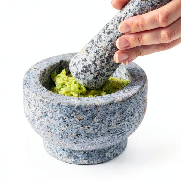 Mortar and Pestle Set Grey 5 Inch 1 Cup Capacity Heavy Granite Maxam-4