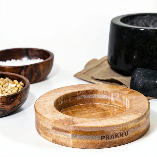 Mortar and Pestle Set Large 2 Cup - Heavy-Duty Stone Grinder for Spices & Herbs - Durable Granite Molcajete - Guacamole Bowl with Non-Slip Wooden Base - Effortless Grinding & Easy to Clean-5
