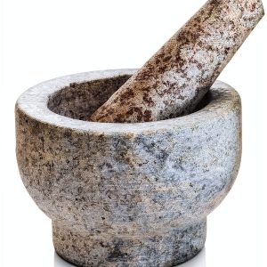 Mortar and Pestle Set Grey 5 Inch 1 Cup Capacity Heavy Granite Maxam-0