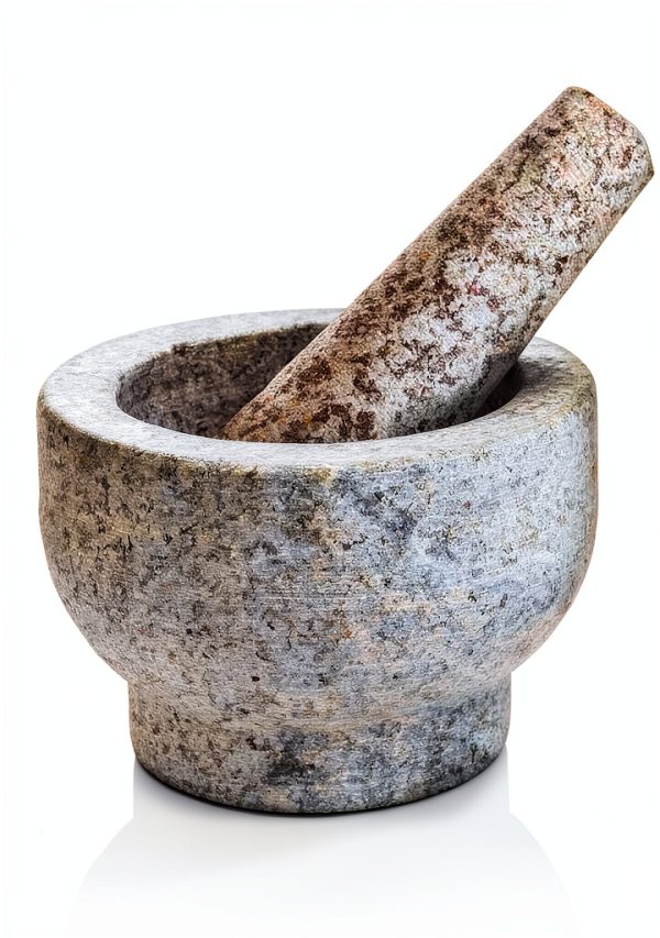 Mortar and Pestle Set Grey 5 Inch 1 Cup Capacity Heavy Granite Maxam-0
