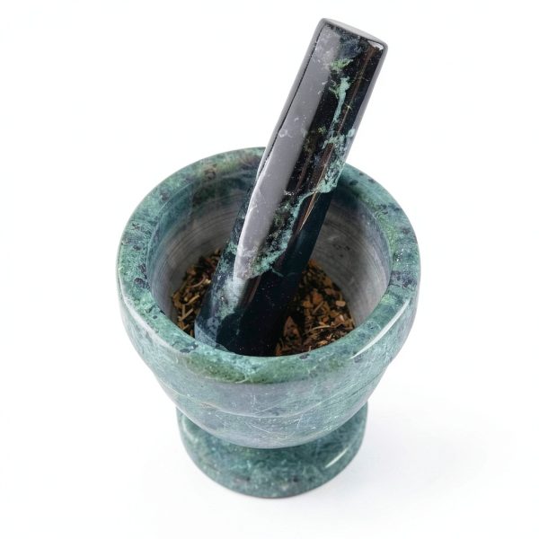 Fox Run Marble Mortar and Pestle Green 4 inch Spice Grinder-2