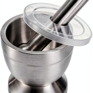 Bekith Mortar and Pestle Set 18/8 Brushed Stainless Steel 3.9in-0