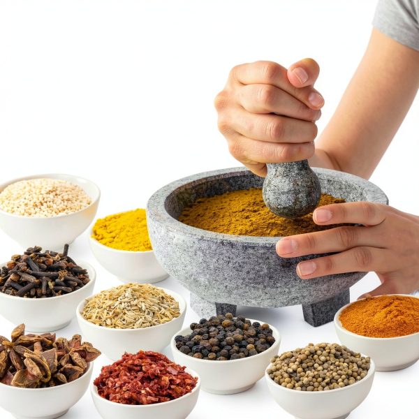 Luvan Large Mortar and Pestle Set,4 Cups Unpolished Granite Natural Stone Grinder Bowl for Molcajete Guacamole Bowl Crushing/Mexicano Guacamole,Spices Grinder,Herb Crusher,Salsa Pesto-8IN/Gray-1