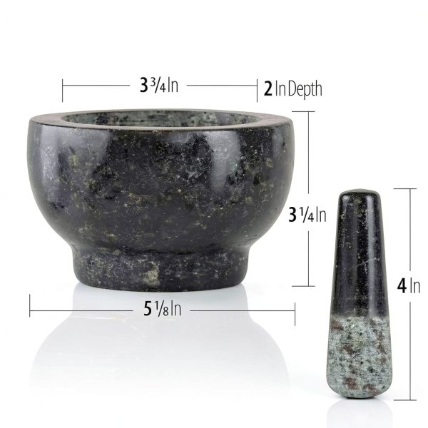 Maxam Mortar and Pestle Set - 5 Inch - Heavy Natural Granite Spice Grinder Bowl, Herb Crusher, Make Fresh Guacamole at Home-1