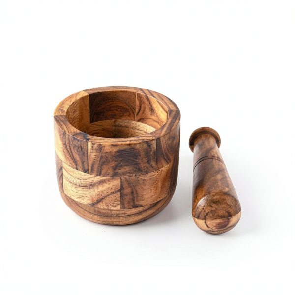 Samhita Handmade Acacia Wood Mortar and Pestle Perfect for Grinder for Herbs, Garlic, Walnut Spices & Kitchen Essentials Usage-2