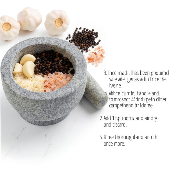 Gorilla Grip Heavy Duty Granite Mortar and Pestle Set, 2 Cup-5