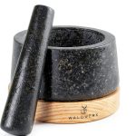 WALDWERK Mortar and Pestle - Mortar and Pestle Set with Anti-Scratch Oak Wood Base - Mortar with Extra Large Pestle Made of Natural Granite - Large Mortar and Pestle - Ideal for Guacamole-0