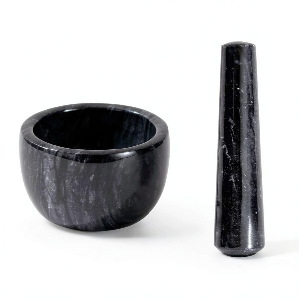 Marble Mortar and Pestle by FasolaHome 7oz Natural Stone Grinder-1