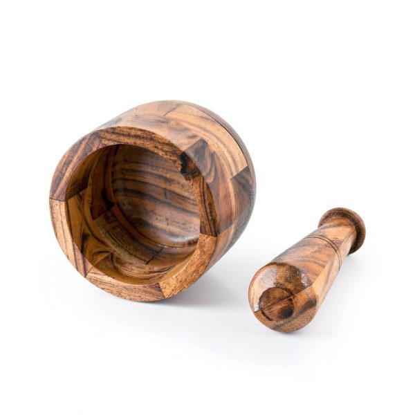 Samhita Handmade Acacia Wood Mortar and Pestle Perfect for Grinder for Herbs, Garlic, Walnut Spices & Kitchen Essentials Usage-4