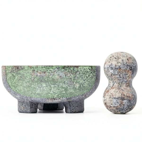 Luvan Large Mortar and Pestle Set,4 Cups Unpolished Granite Natural Stone Grinder Bowl for Molcajete Guacamole Bowl Crushing/Mexicano Guacamole,Spices Grinder,Herb Crusher,Salsa Pesto-8IN/Gray-2