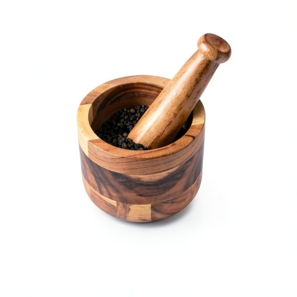 Samhita Handmade Acacia Wood Mortar and Pestle Perfect for Grinder for Herbs, Garlic, Walnut Spices & Kitchen Essentials Usage-6