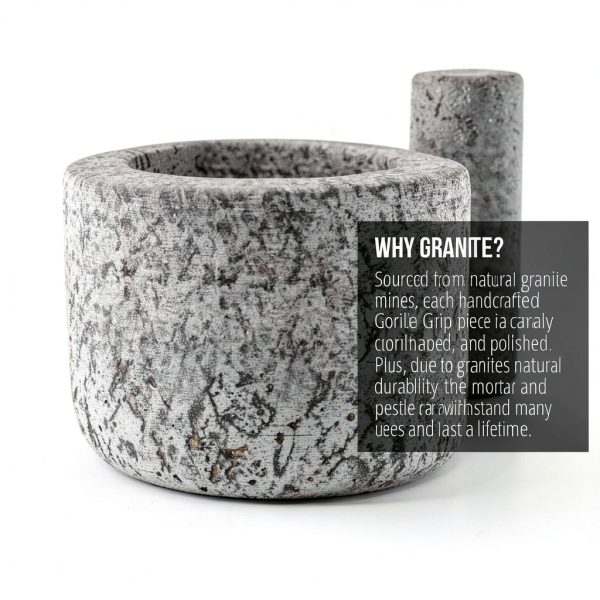 Gorilla Grip Heavy Duty Granite Mortar and Pestle Set, 2 Cup-2