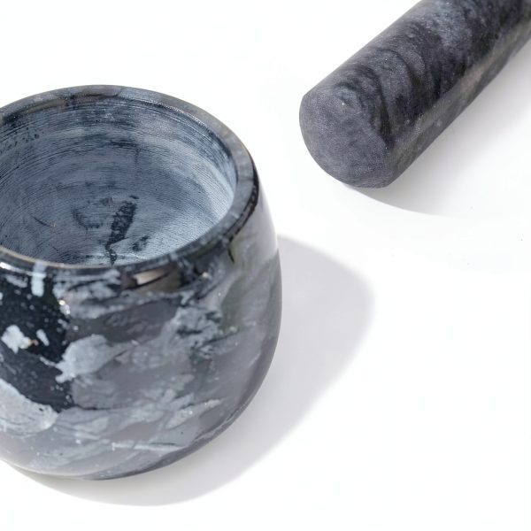 Heavy Duty Mortar and Pestle Marble Set by FasolaHome 1.5 Cup-5