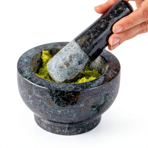 Maxam Mortar and Pestle Set - 5 Inch - Heavy Natural Granite Spice Grinder Bowl, Herb Crusher, Make Fresh Guacamole at Home-3