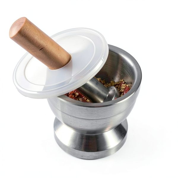 Bekith Mortar and Pestle Set 18/8 Brushed Stainless Steel 3.9in-5