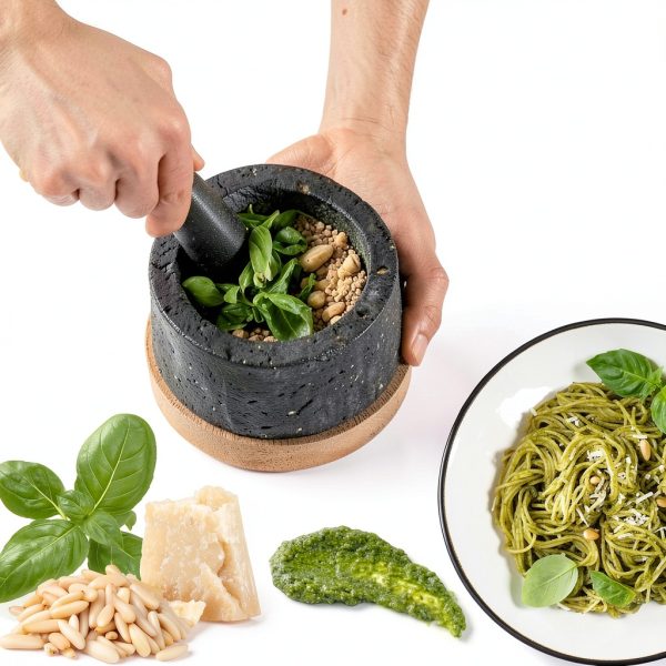 WALDWERK Mortar and Pestle - Mortar and Pestle Set with Anti-Scratch Oak Wood Base - Mortar with Extra Large Pestle Made of Natural Granite - Large Mortar and Pestle - Ideal for Guacamole-1