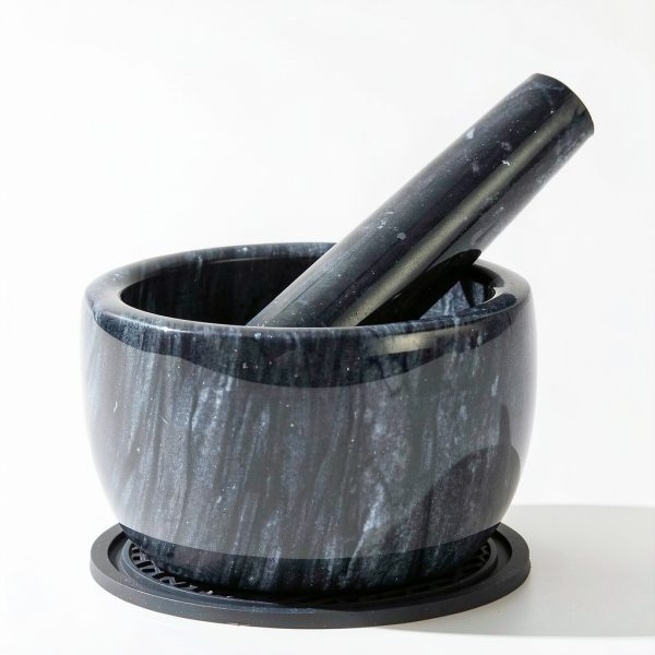 Marble Mortar and Pestle by FasolaHome 7oz Natural Stone Grinder-0