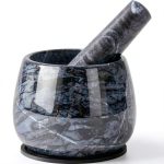 Heavy Duty Mortar and Pestle Marble Set by FasolaHome 1.5 Cup-0