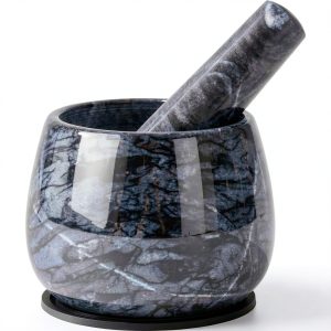 Heavy Duty Mortar and Pestle Marble Set by FasolaHome 1.5 Cup-0