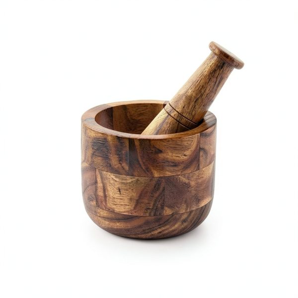 Samhita Handmade Acacia Wood Mortar and Pestle Perfect for Grinder for Herbs, Garlic, Walnut Spices & Kitchen Essentials Usage-3