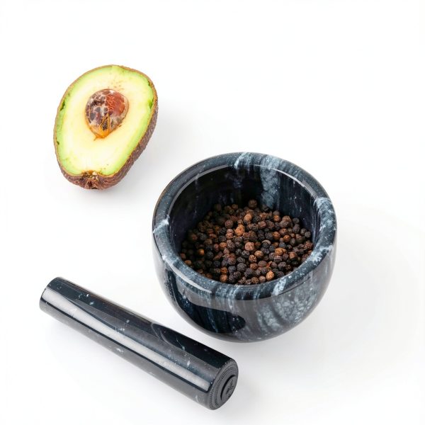 Marble Mortar and Pestle by FasolaHome 7oz Natural Stone Grinder-4