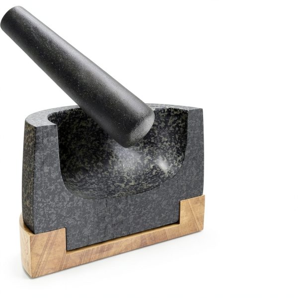 WALDWERK Mortar and Pestle - Mortar and Pestle Set with Anti-Scratch Oak Wood Base - Mortar with Extra Large Pestle Made of Natural Granite - Large Mortar and Pestle - Ideal for Guacamole-5