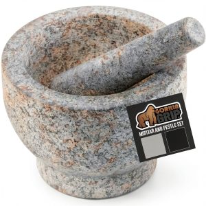 Gorilla Grip Heavy Duty Granite Mortar and Pestle Set, 2 Cup-0