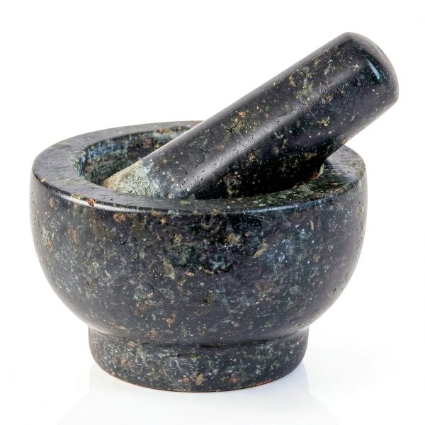 Maxam Mortar and Pestle Set - 5 Inch - Heavy Natural Granite Spice Grinder Bowl, Herb Crusher, Make Fresh Guacamole at Home-4