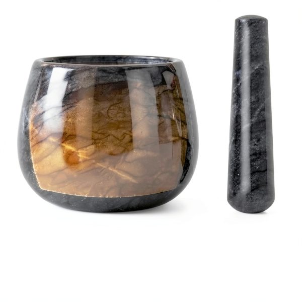 Heavy Duty Mortar and Pestle Marble Set by FasolaHome 1.5 Cup-1