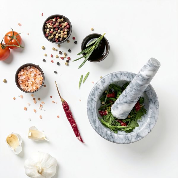 Mortar and Pestle Sagler Small Marble Gray 3.75x2in 2.5oz Capacity-5