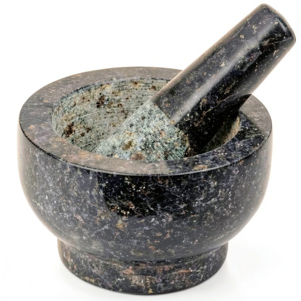 Maxam Mortar and Pestle Set - 5 Inch - Heavy Natural Granite Spice Grinder Bowl, Herb Crusher, Make Fresh Guacamole at Home-0